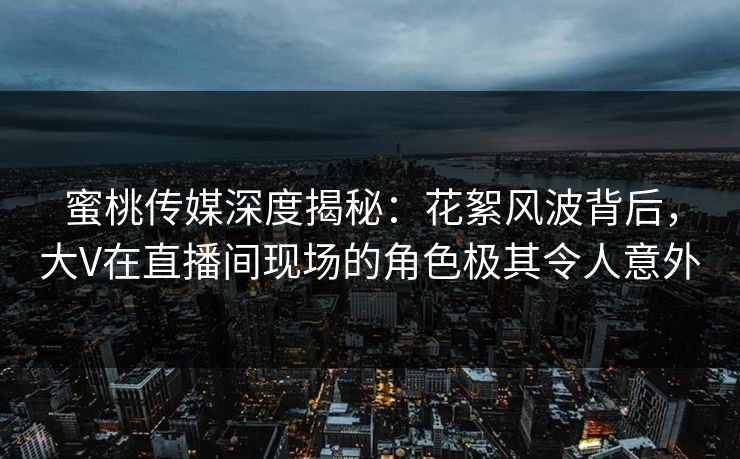 蜜桃传媒深度揭秘：花絮风波背后，大V在直播间现场的角色极其令人意外
