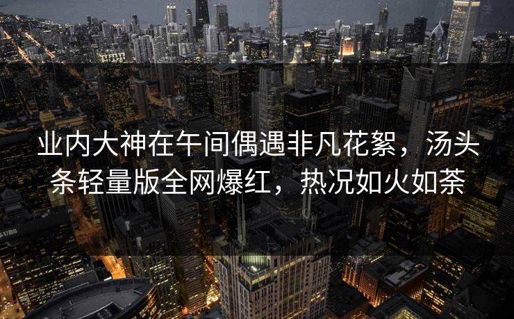 业内大神在午间偶遇非凡花絮，汤头条轻量版全网爆红，热况如火如荼