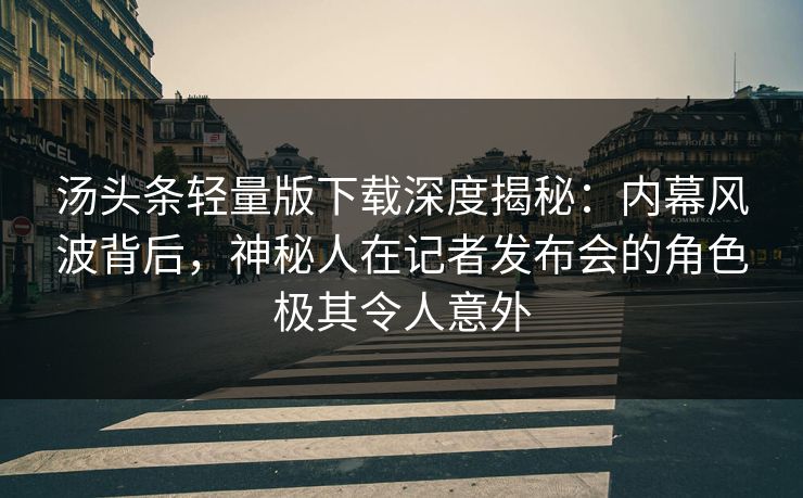 汤头条轻量版下载深度揭秘：内幕风波背后，神秘人在记者发布会的角色极其令人意外