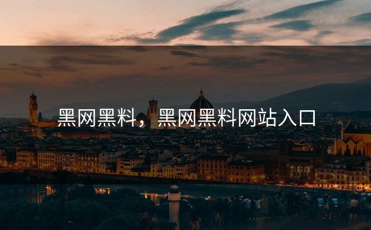 黑网黑料，黑网黑料网站入口